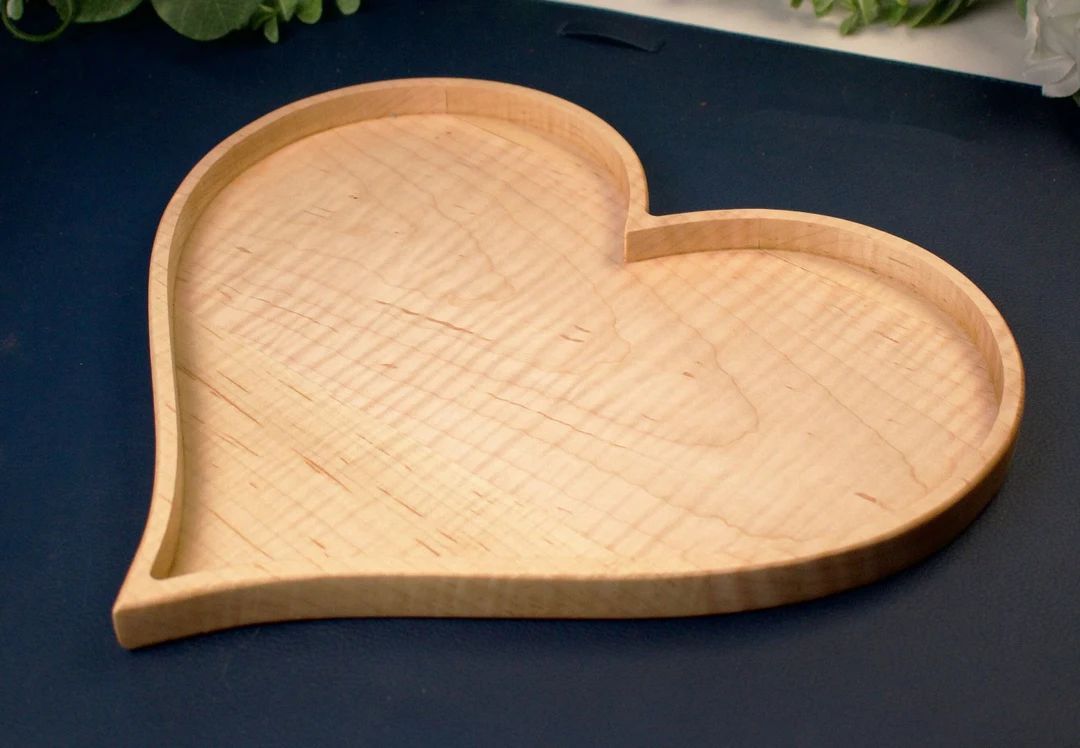Curly maple heart tray, wooden tray, serving tray, jewelry tray, catch all tray | Etsy (US)