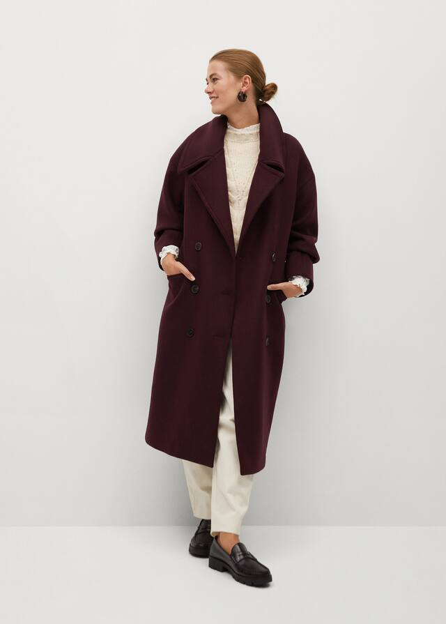 Wool double-breasted coat | MANGO (US)