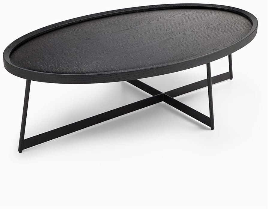 Modern Coffee Table, Oval Wood Coffee Tables Center Table with Metal Leg for Living Room, 47 Inch... | Amazon (US)