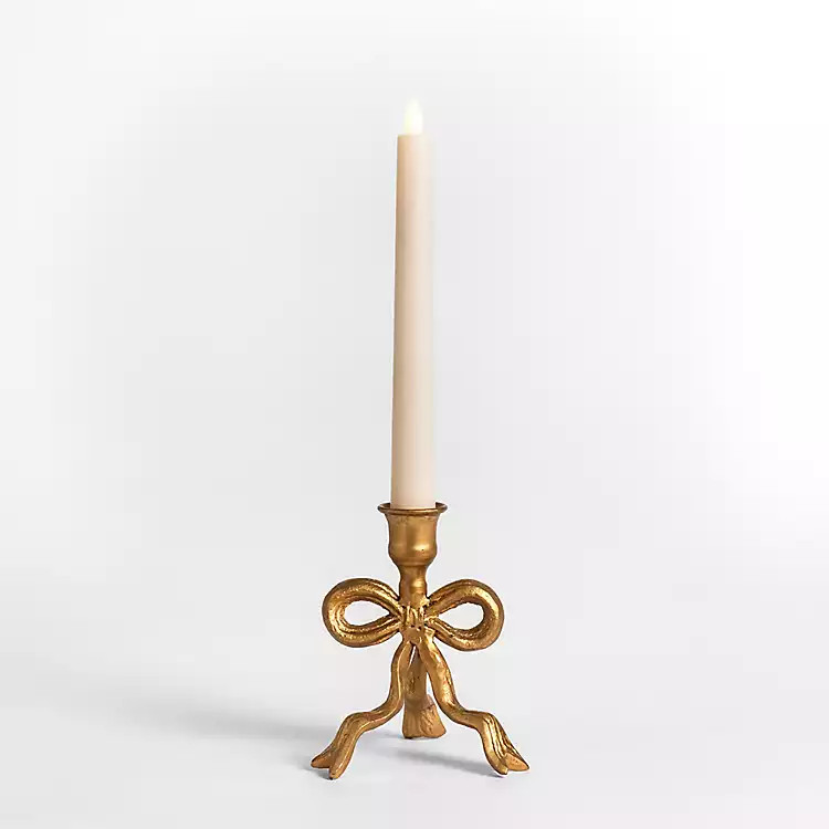 Gold Metal Bow Taper Candle Holder, 5.5 in. | Kirklands