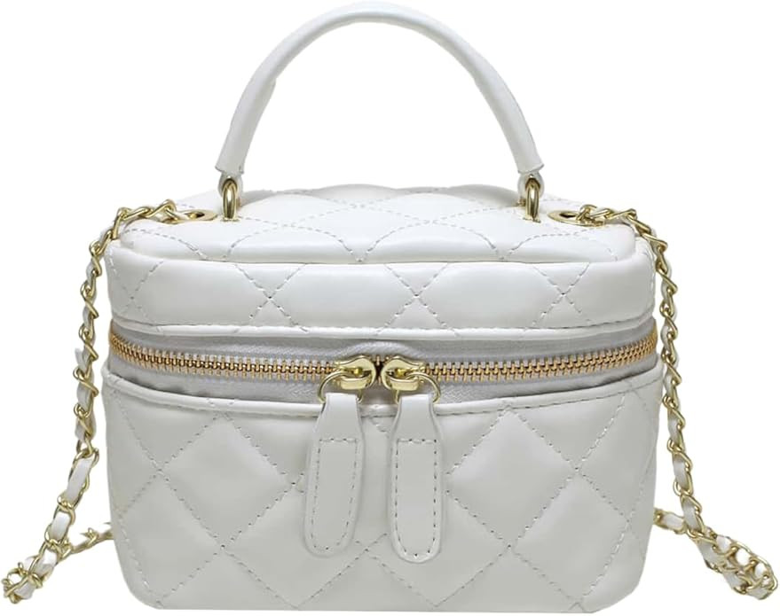 QWINEE Women's Silver Top Handle Crossbody Bag Small Crocodile Embossed Satchel Bag Mini Bucket H... | Amazon (US)