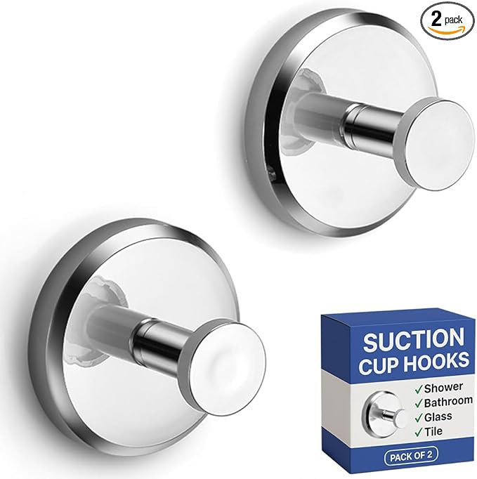 HOME SO Suction Cup Hooks for Shower, Bathroom, Kitchen, Glass Door, Mirror, Tile – Loofah, Tow... | Amazon (US)