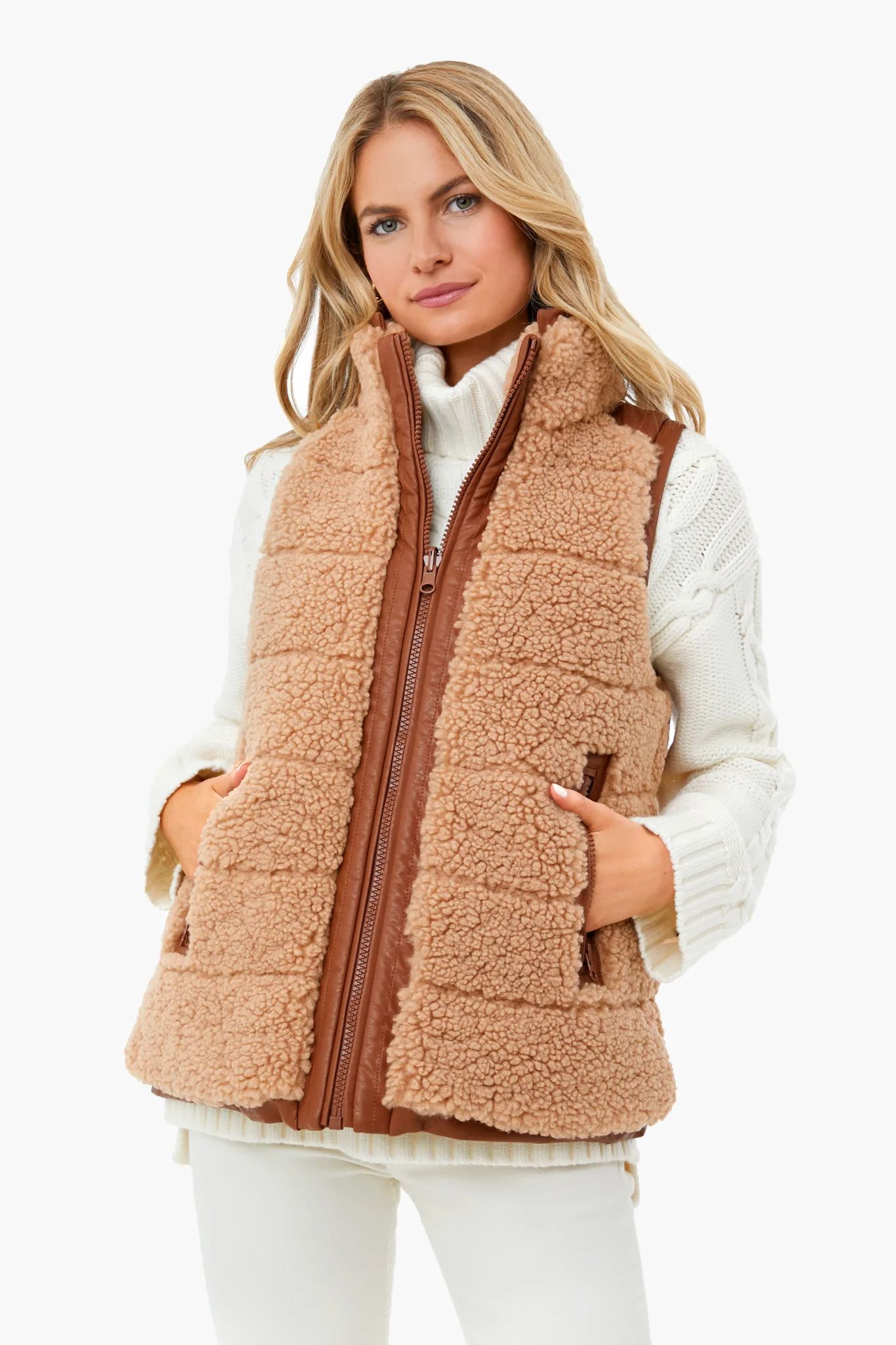 Camel Leather and Shearling Reversible Beckham Vest | Tuckernuck (US)