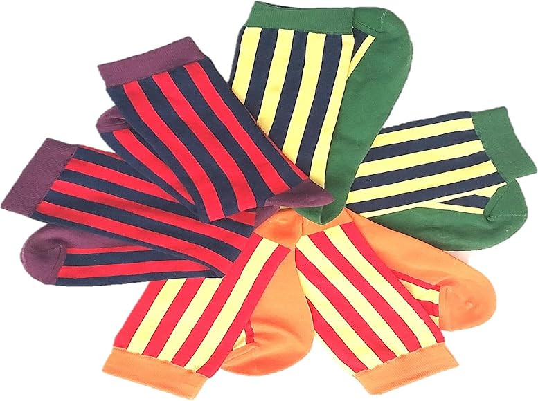 Adults & Big Kids Striped Primary Color Socks - 3 Pairs per Pack. US Size Medium (M) | Amazon (US)