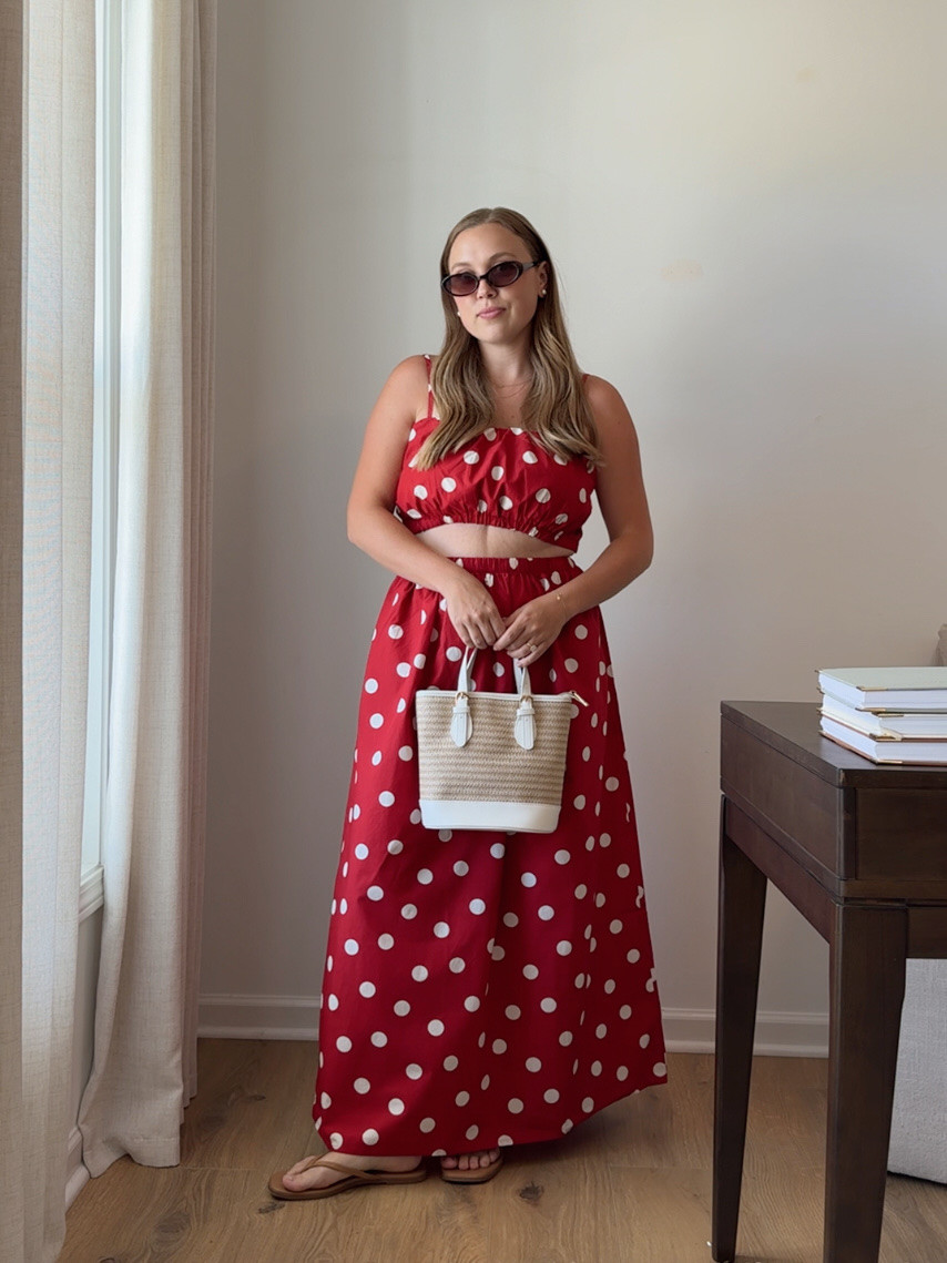 LOFT summer polka dots outfit! would be a great two piece set beach outfit for vacation! 

 #LTKgrwm #LTKootd #LTKSeasonal