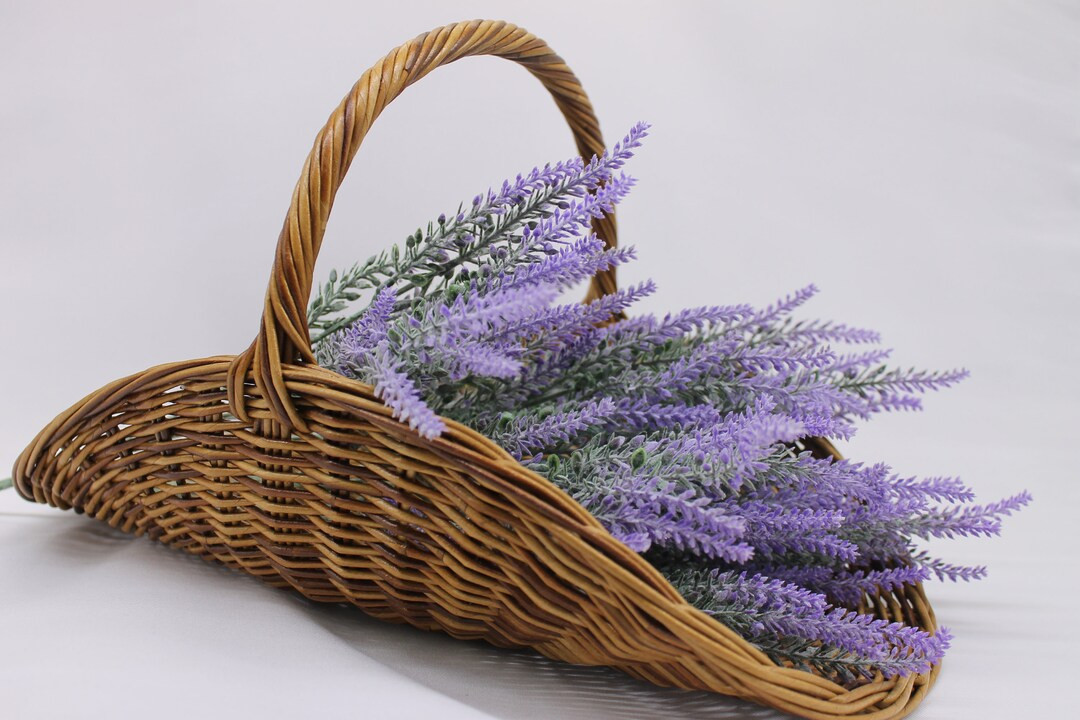 French wicker flower basket in gold melange color, wedding flower basket with handle, oval interi... | Etsy (US)