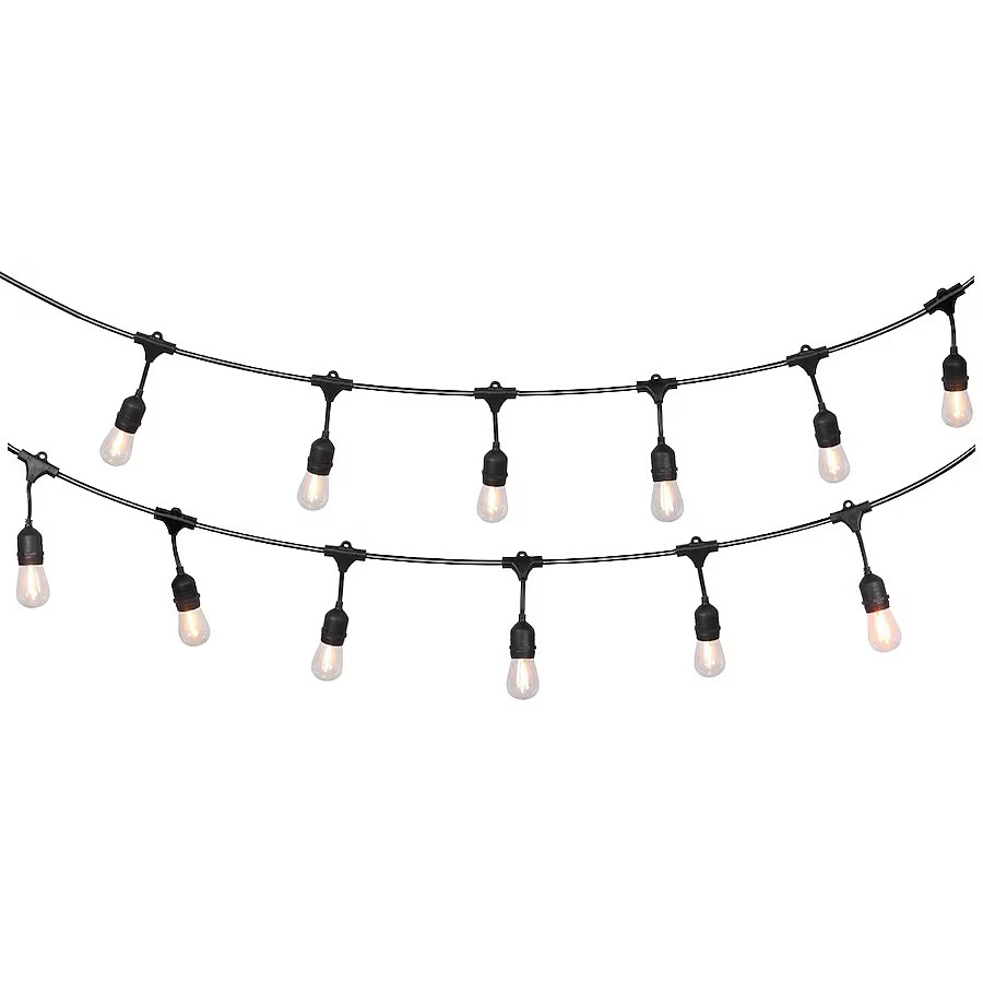 Harbor Breeze 48-ft Plug-in Black Outdoor String Light with 18 White -Light LED Edison Bulbs | Lowe's