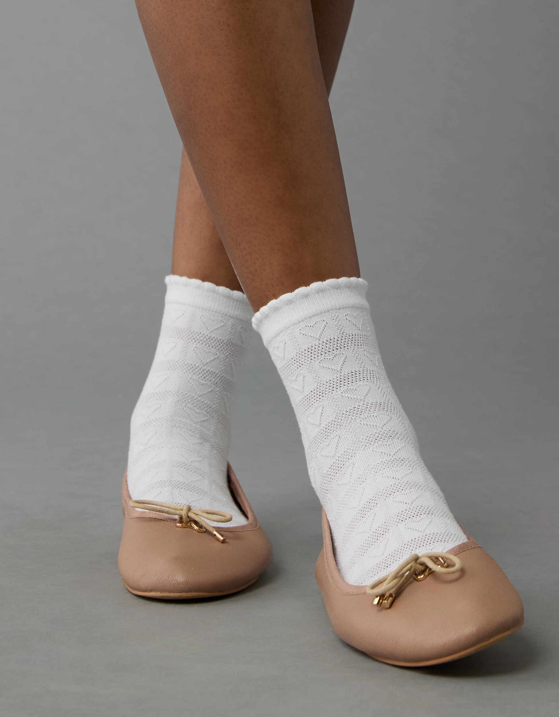 AE Heart Scalloped Boyfriend Socks | American Eagle Outfitters (US & CA)