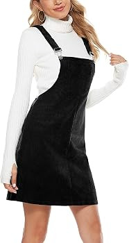 Hooever Women's Cute Corduroy Overall Bib Dress Pinafore Suspender Dress Skirt Jumper | Amazon (US)