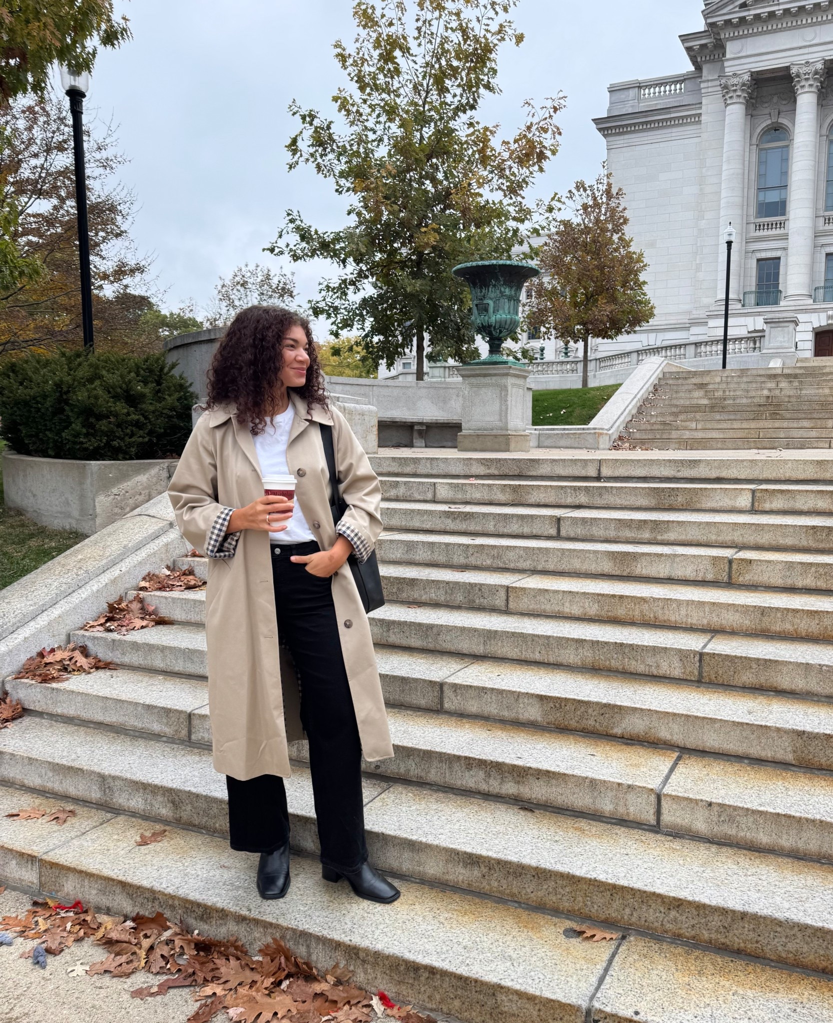 Embracing trench coats before it turns into wool coat weather with this fall outfit! Trench coat, white tee, black jeans, ankle boots, bucket tote bag 

#LTKSeasonal #LTKStyleTip
