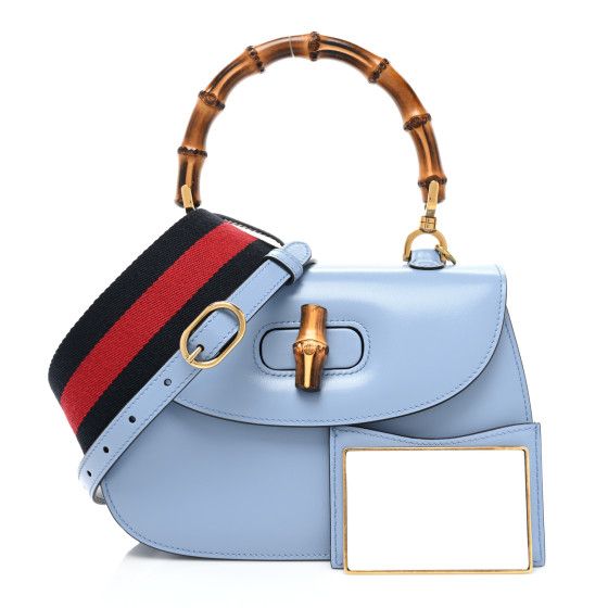 Boarded Dyana Lux Calfskin Web Small Bamboo 1947 Top Handle Bag Blue | FASHIONPHILE (US)