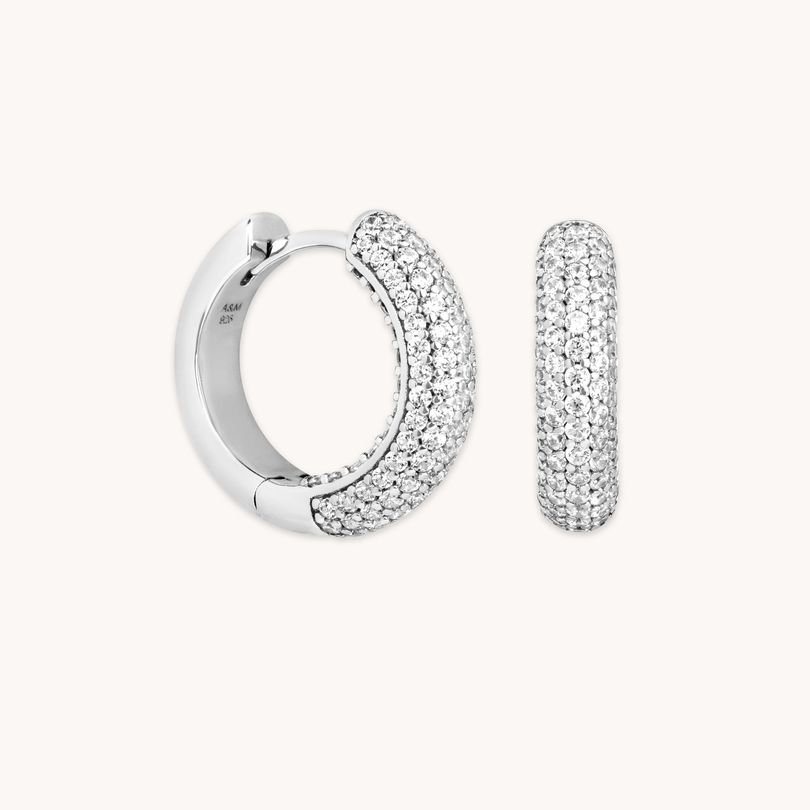 Bold Pavé Hoops in Silver | Astrid and Miyu