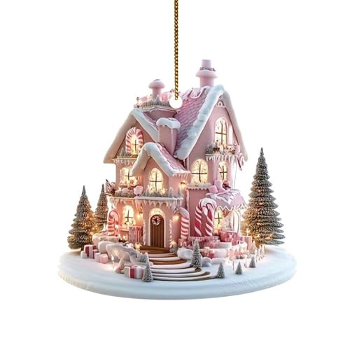 Wunnhd Christmas House Hanging Ornaments, Xmas Tree Tree Shape Pendants Adorable Elegant Holiday Decorations for Indoor and Outdoor Decor Party Supplies (A1) | Amazon (US)
