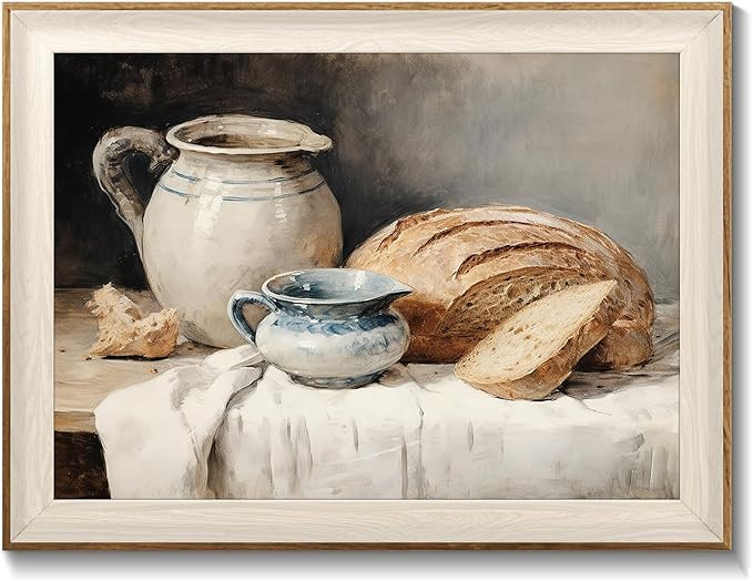 Framed Canvas Wall Art Room Decor, Vintage Sourdough Bread Kitchen Art Farmhouse Wall Decor, Rust... | Amazon (US)