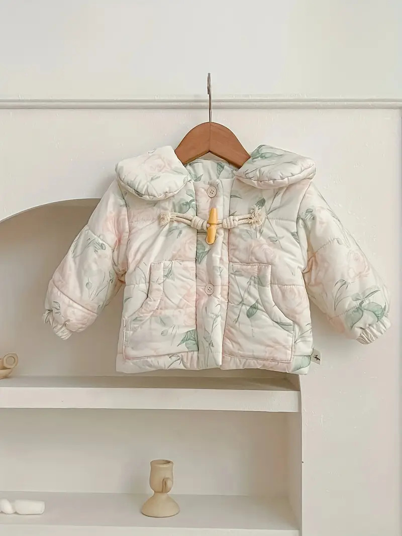 Autumn Winter Cute Baby Girls Floral Print Lapel Long Sleeve - Temu | Temu Affiliate Program