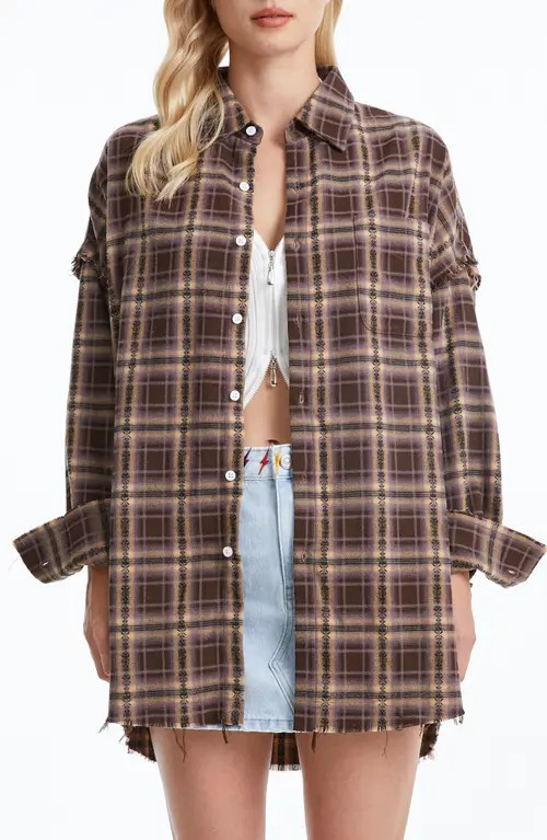 Bayeas Plaid Fray Shirt in Brown/Khaki Plaid at Nordstrom, Size Small | Nordstrom