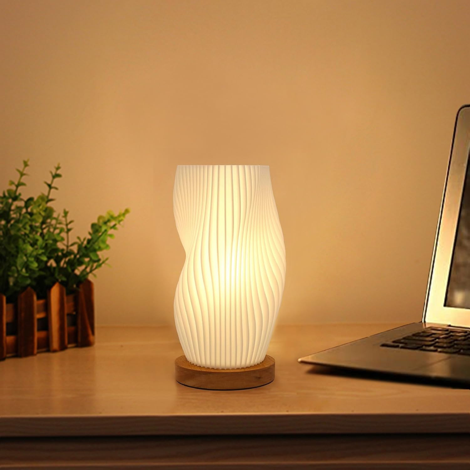 Zenply Novelty Small Table Lamp for Bedroom,Vintage Style Striped Small Night Light Lamp, Mini Be... | Amazon (US)