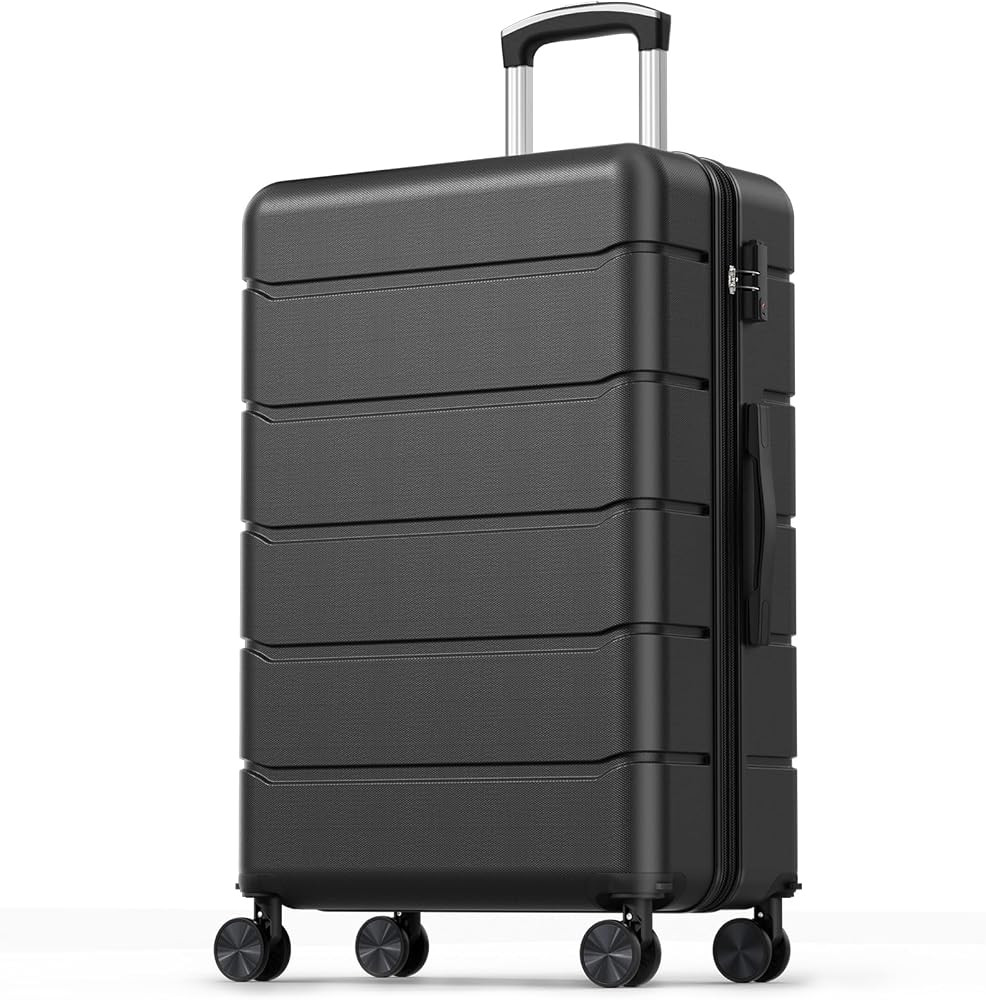 Sweetcrispy 28 Inch Checked Luggage, Hard Shell Suitcase, Black | Amazon (US)