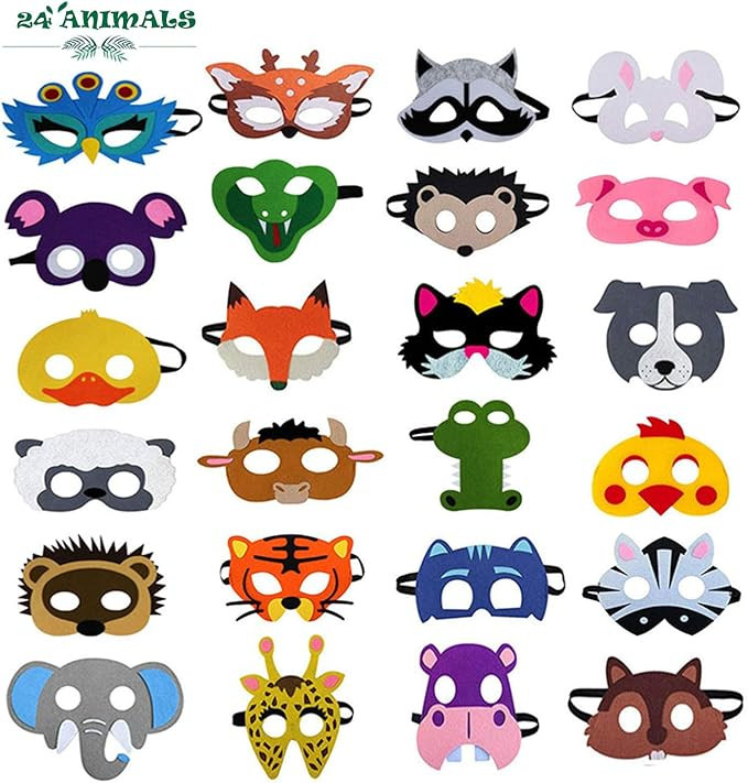 Zalmoxe Felt Animal Mask for Kids Jungle Theme Party Supplies Safari Animals Birthday Party Favor... | Amazon (US)