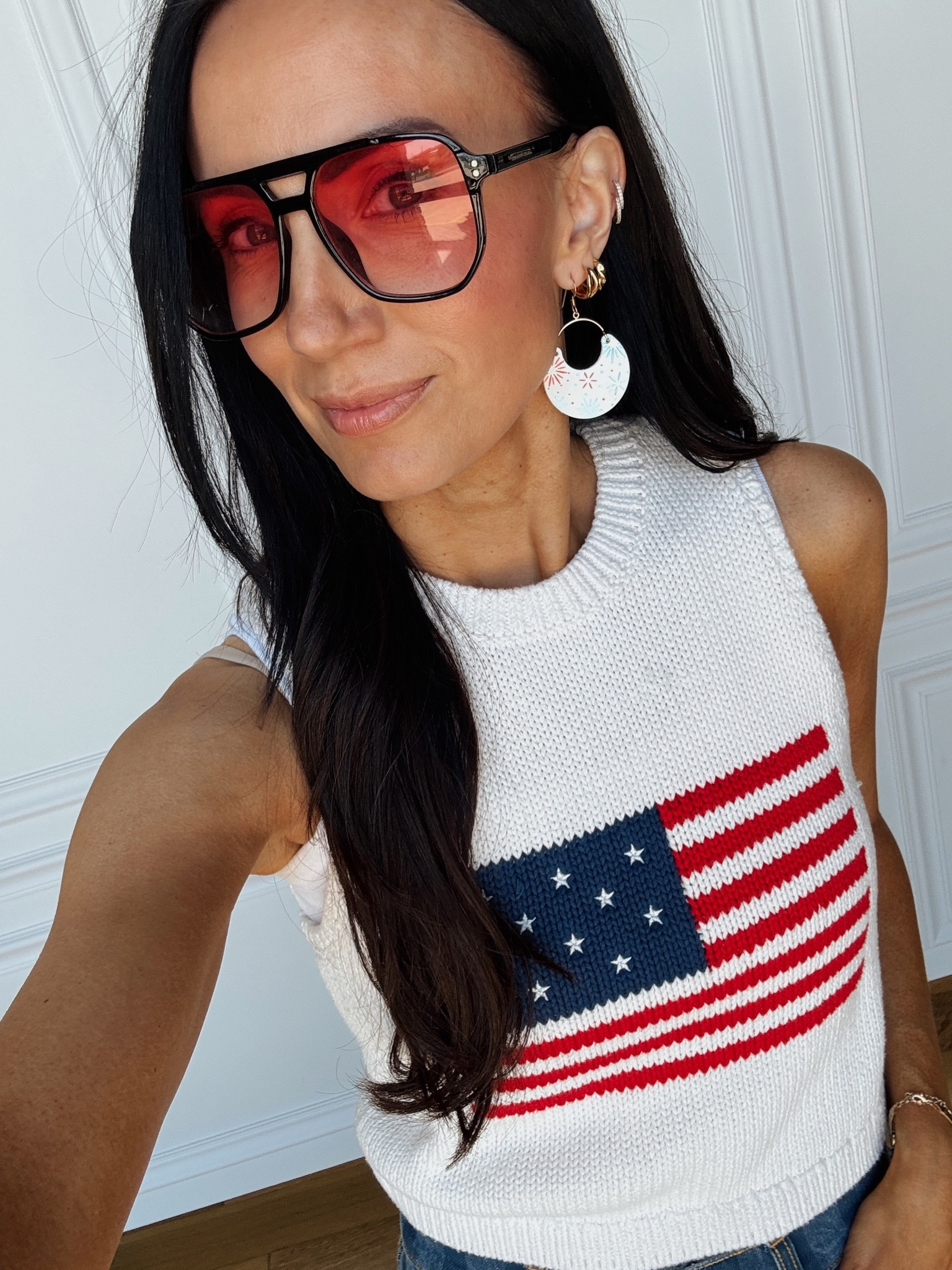 These hoop earrings have little fireworks on them. Subtle but so cute!