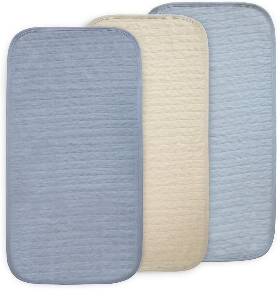 mushie Waterproof Changing Pad Liners | 100% Organic Cotton | Set of 3 (Blue Combo) | Amazon (US)