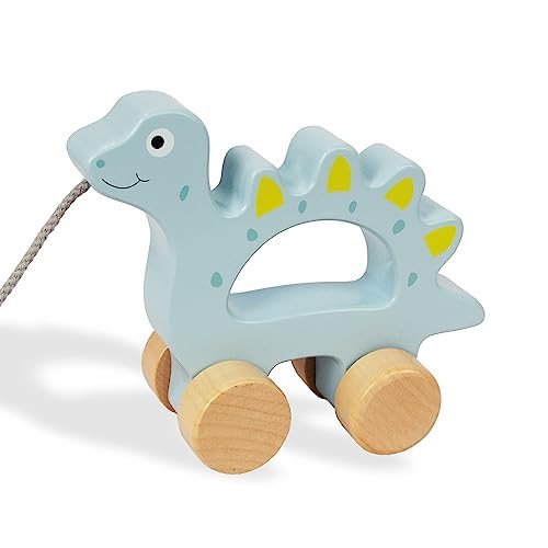 WoodenEdu Baby Toys Car,Wooden Pull Along Toddler Toy, Developmental Toy for 1 Year Old Girl Boy Birthday Gift (Dinosaur) | Amazon (US)