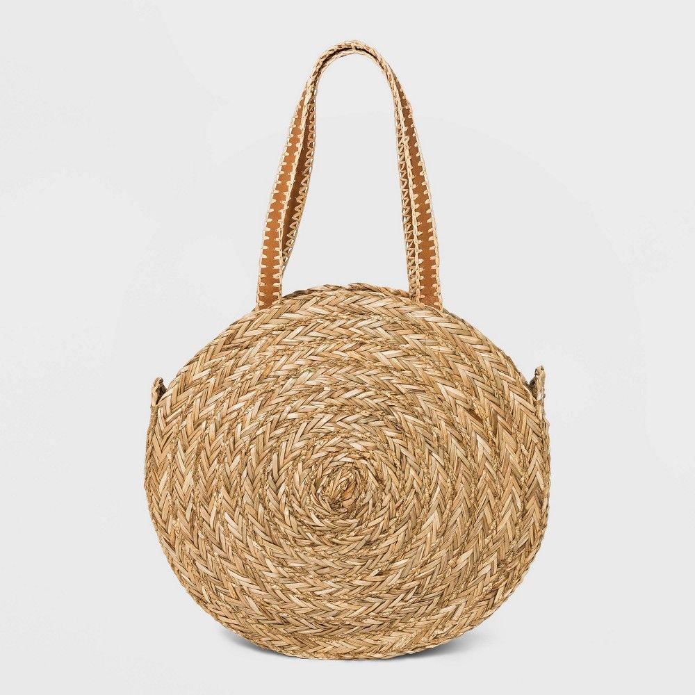 Straw Circle Tote Handbag - Universal Thread Natural, Brown | Target