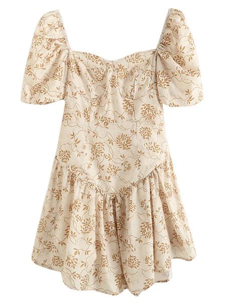 'Gennie' Floral Printed Wide Neck Mini Dress | Goodnight Macaroon
