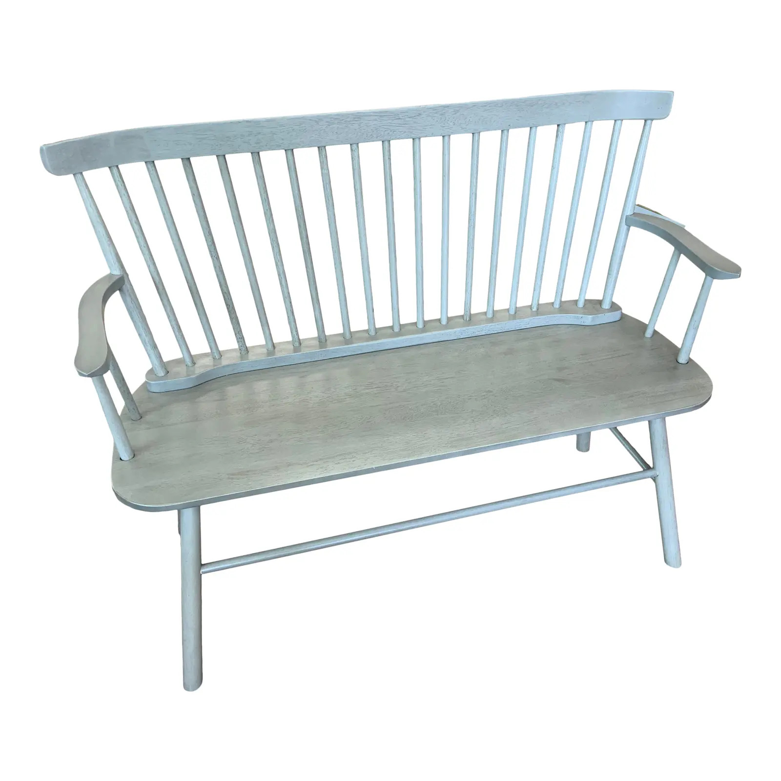 1950s Modernist Gray Windsor Style Bench | Chairish