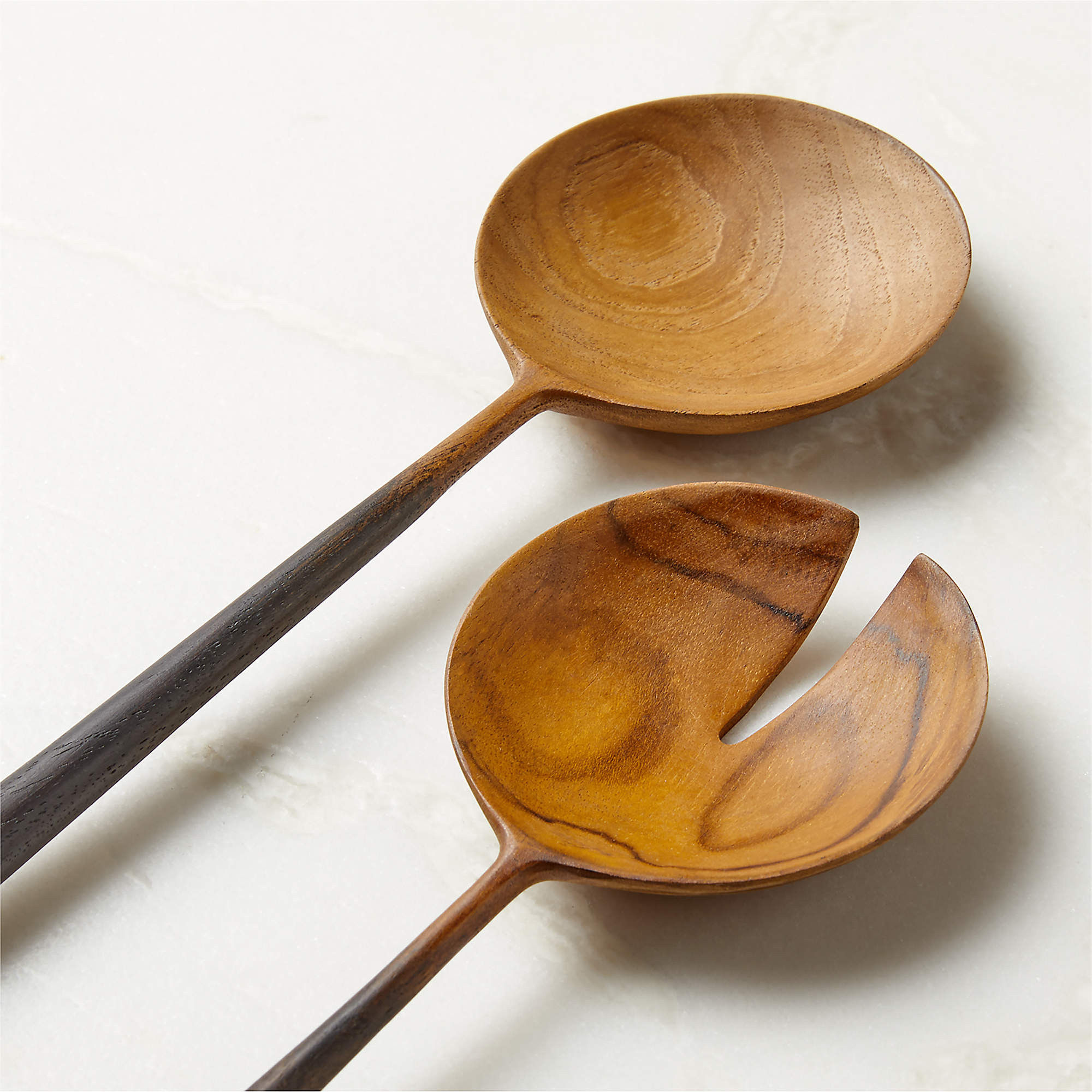 Fume Teak Salad Servers Set of 2 + Reviews | CB2 | CB2