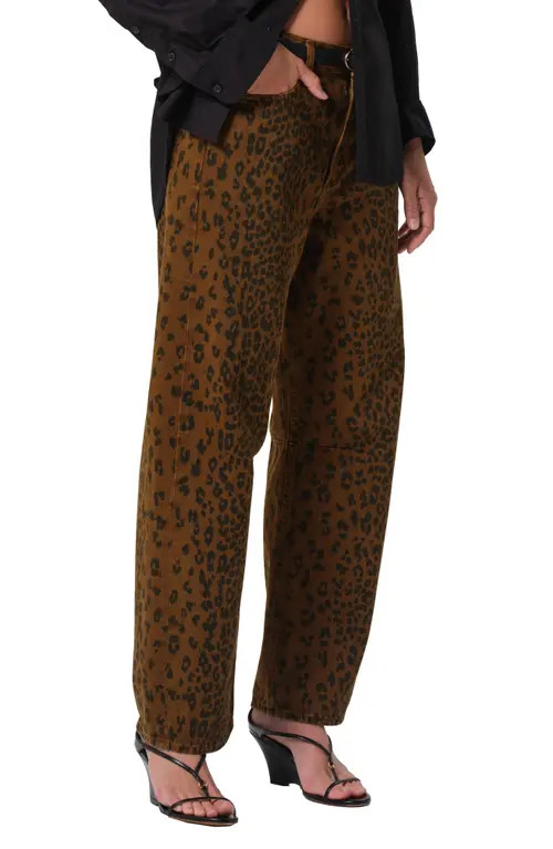Citizens of Humanity Miro High Waist Barrel Jeans in Sepia Cheetah at Nordstrom, Size 27 | Nordstrom
