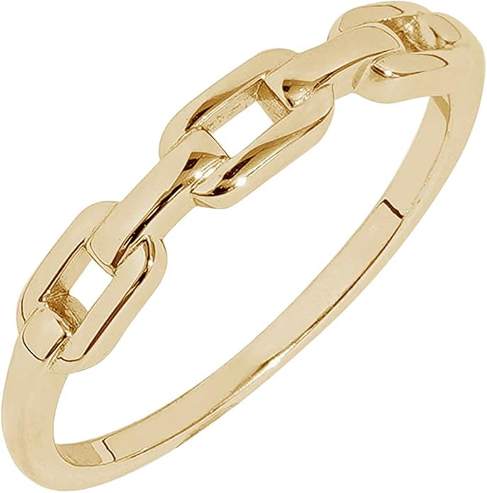 Amazon Essentials Plated Sterling Silver Chain Link Accent Ring | Amazon (US)