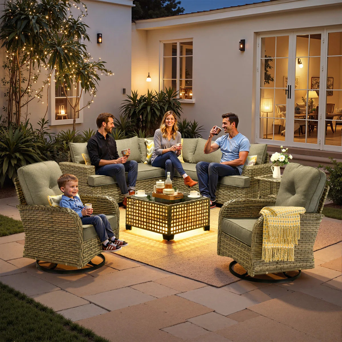 Tommy Outdoor Wicker 7 Person Seating Group With Cushions | Wayfair North America