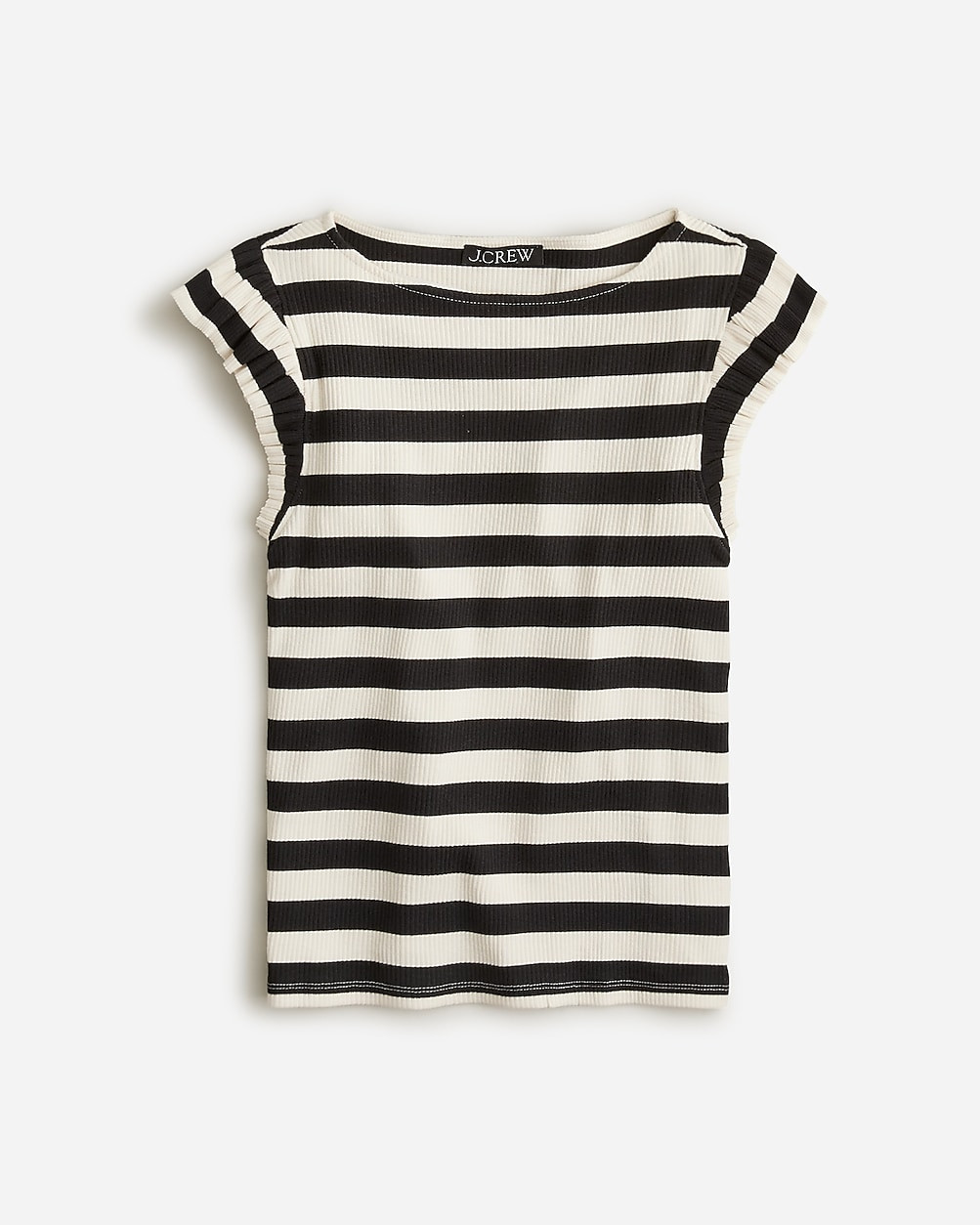 Vintage rib ruffle boatneck tank top in stripe | J. Crew US