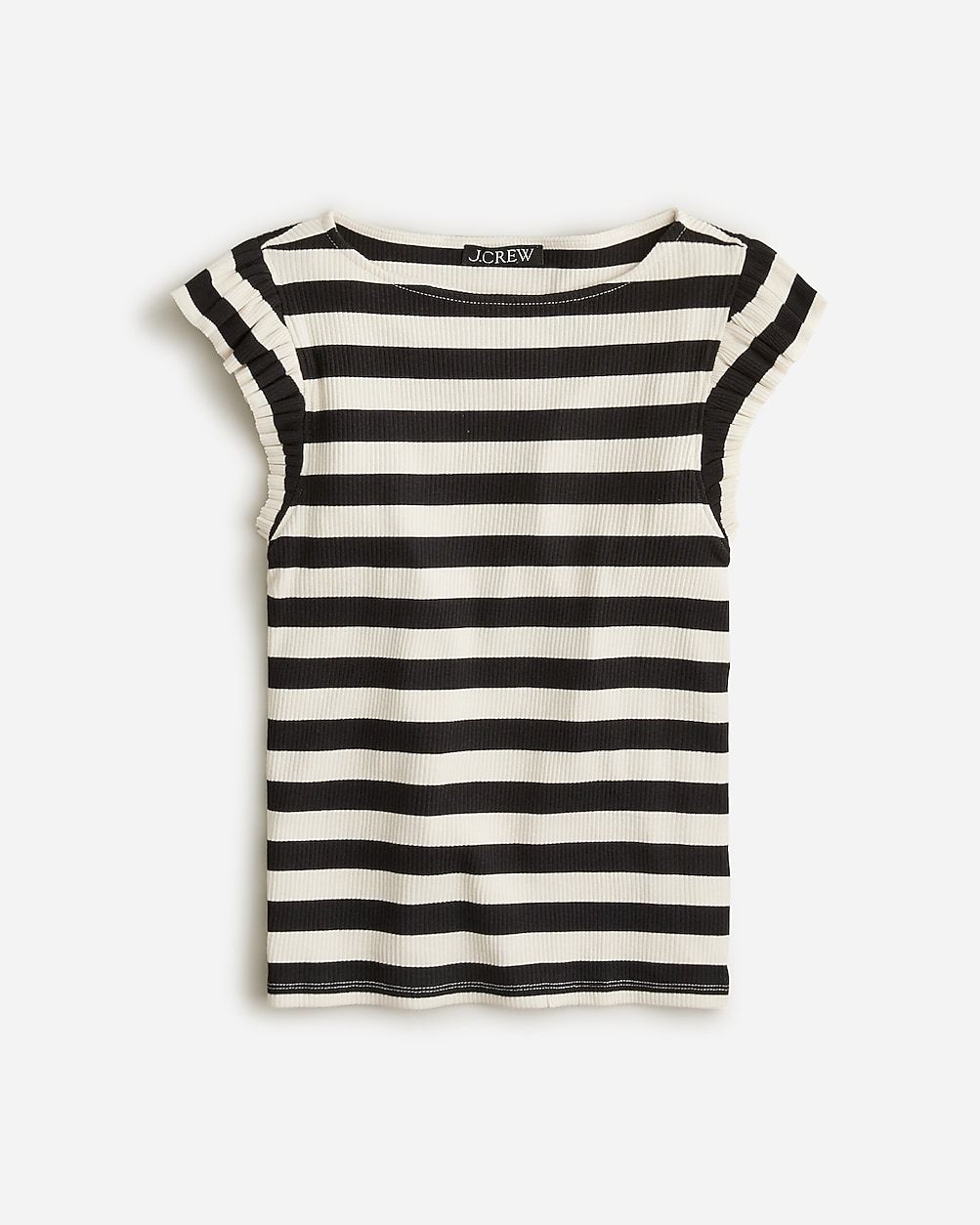 Vintage rib ruffle boatneck tank top in stripe | J.Crew US