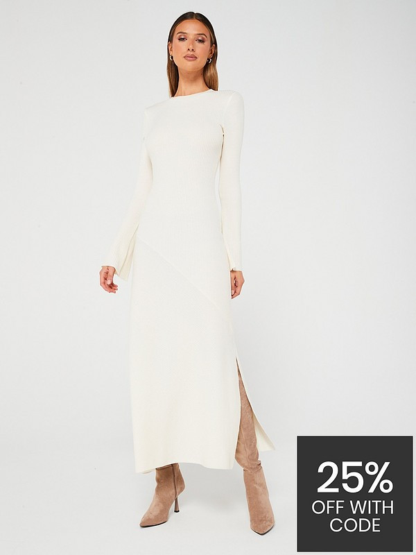 Knitted Ls Asymetric Dress | Very (UK)
