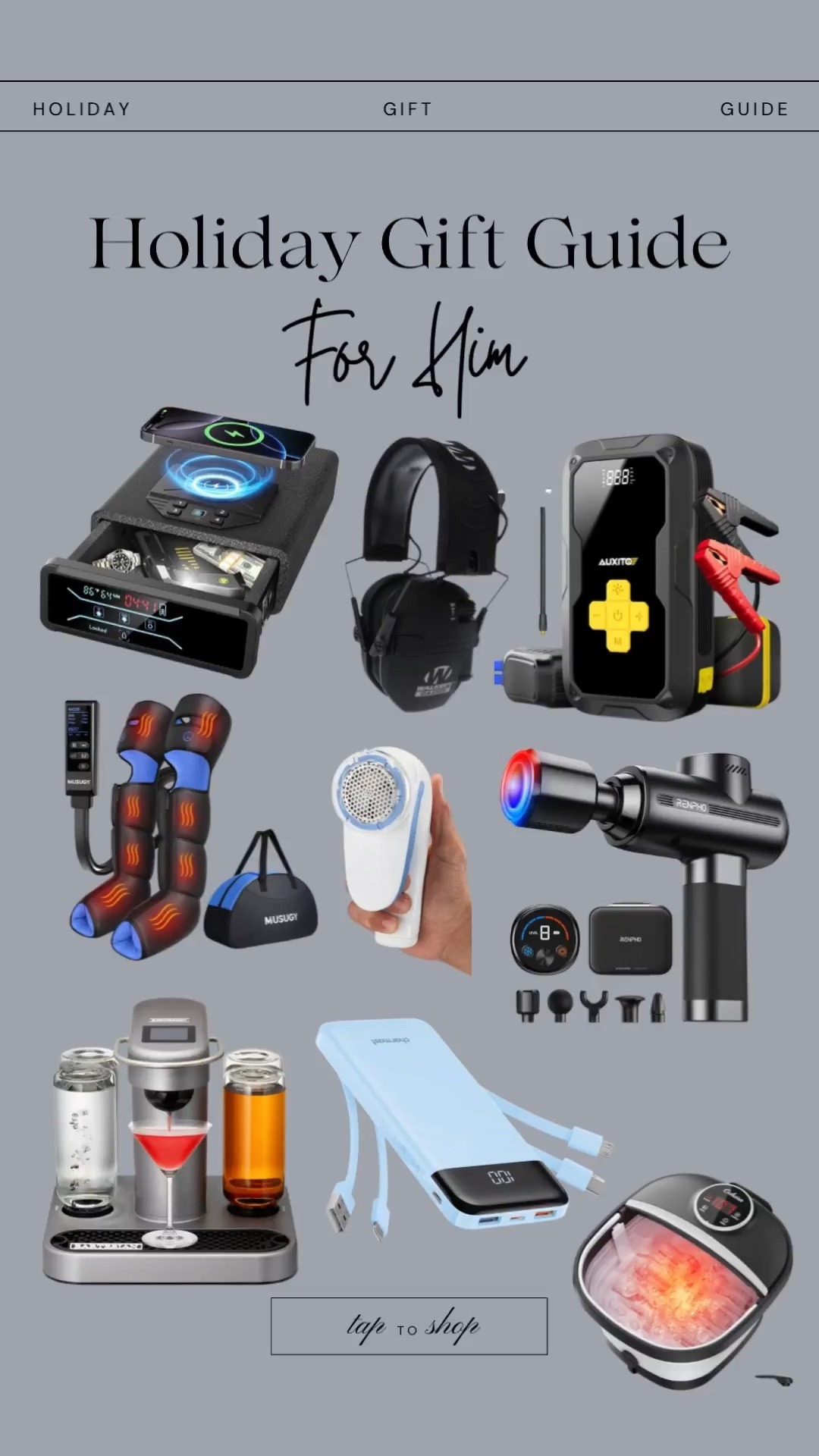 Another Top Holiday Gift Guide for Him 🎁
From car essentials and tech gadgets to recovery, relaxation, and at-home luxury….a Bartesian for His Mancave! Perfect for husbands, boyfriends, dads, or any man who says he doesn’t need anything. Save this for birthdays, holidays, and last-minute gifting. All linked below for easy shopping! 

#holidaygiftguide #giftsforhim #giftsformen #giftsfordad #giftsforhusband 

#LTKMens #LTKHoliday #LTKGiftGuide #LTKHome