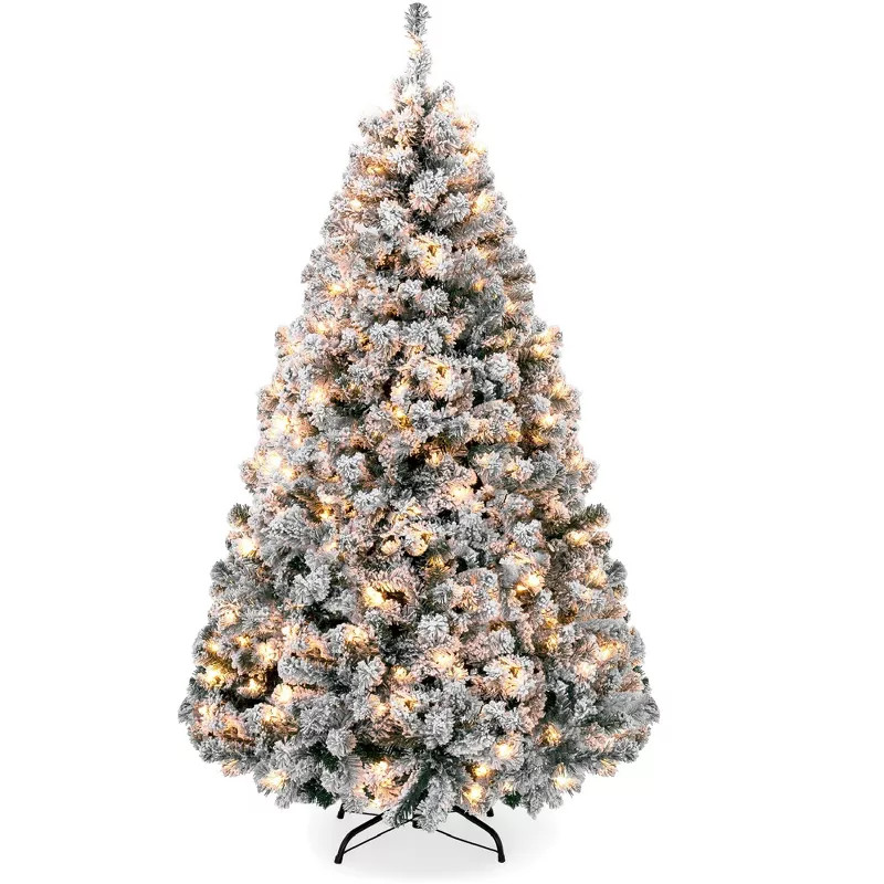 Best Choice Products Pre-Lit Holiday Christmas Pine Tree w/ Snow Flocked Branches, Warm White Lig... | Target