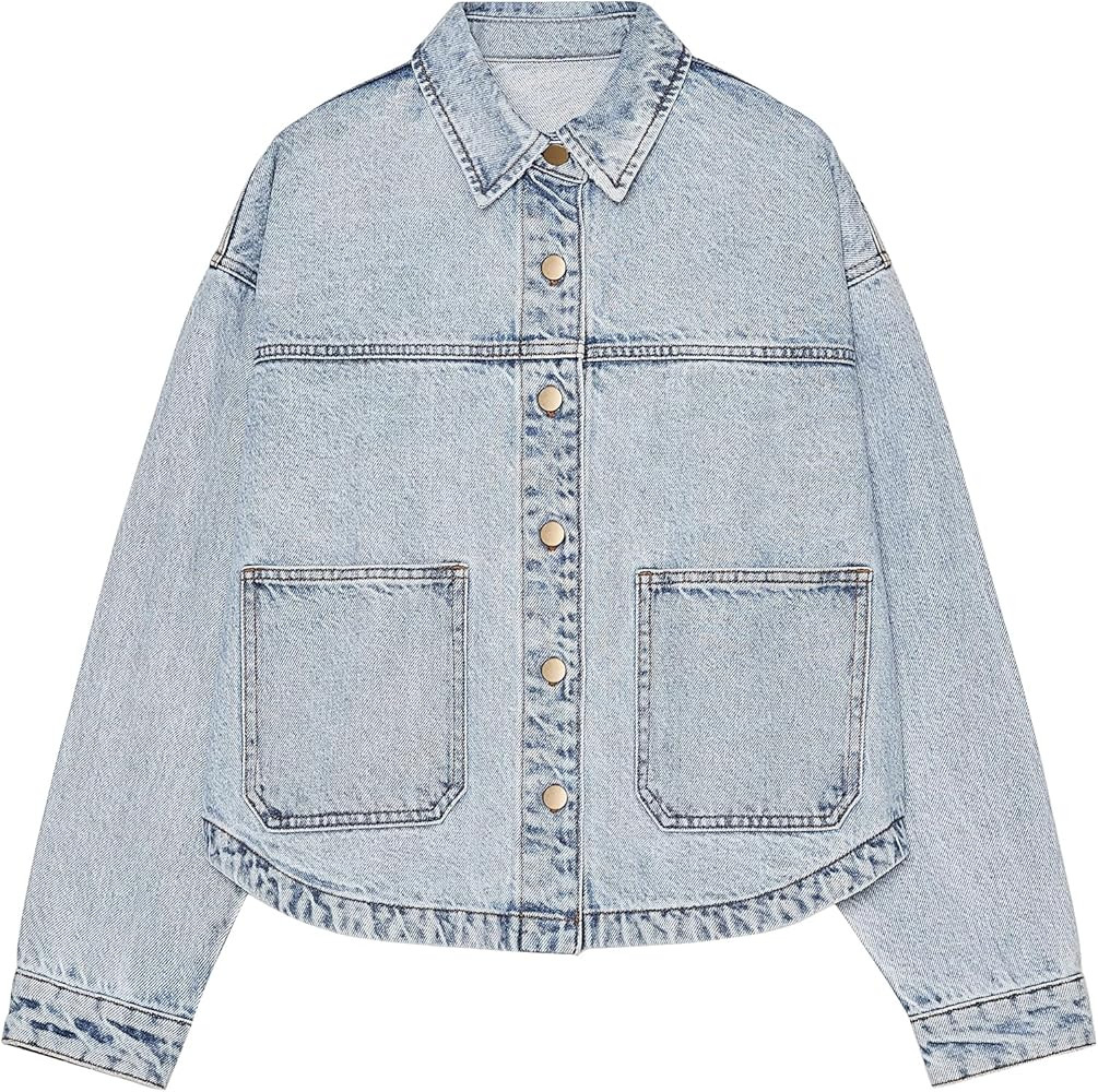 Gacaky Denim Jacket for Women Casual Button Up Vintage Western Trucker Distresse Jean Jackets Coa... | Amazon (US)