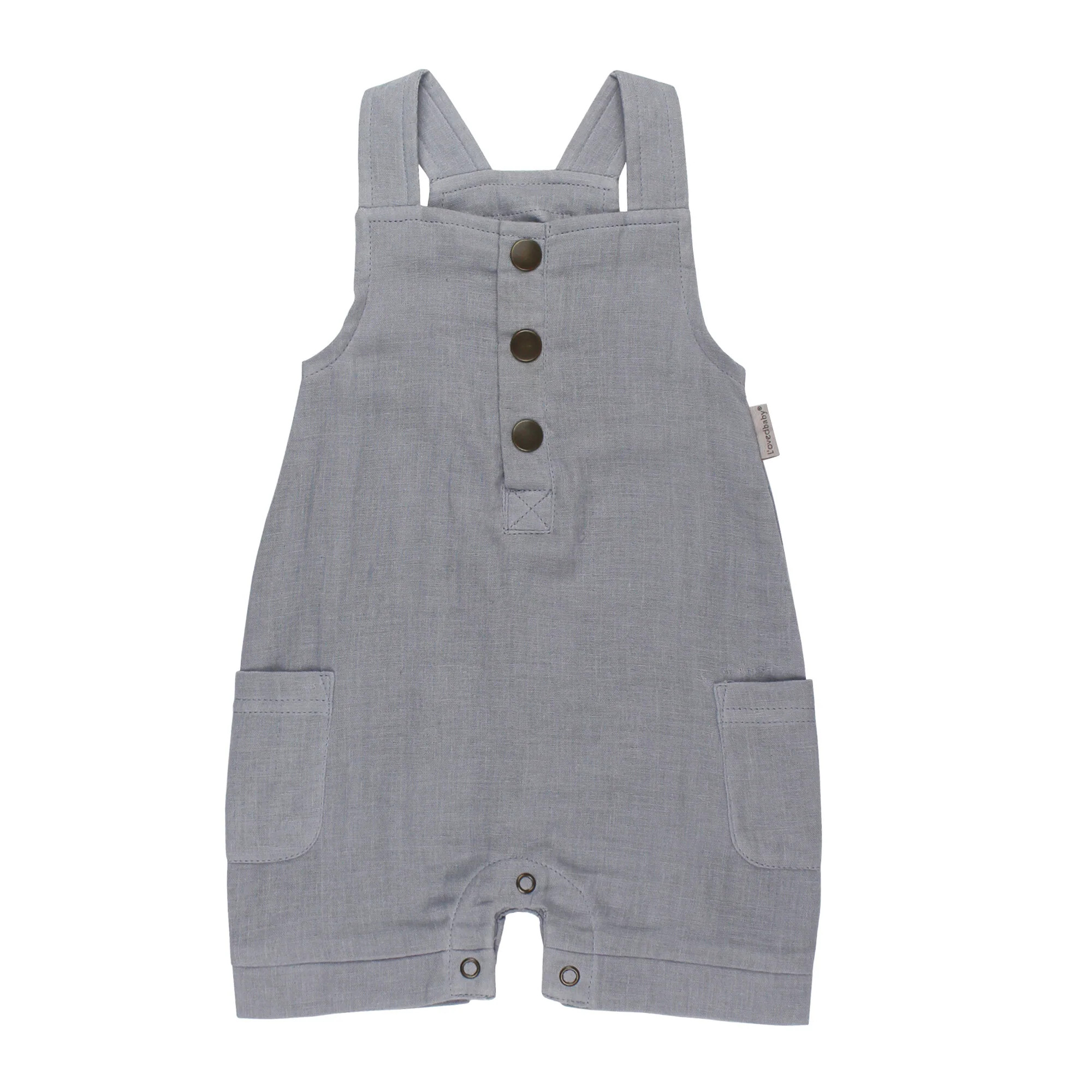 Organic Cuffed Muslin Overall in Blueberry | L'ovedbaby