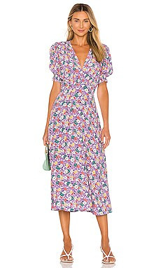 FAITHFULL THE BRAND Marie Louise Midi Dress in Nefeli Floral from Revolve.com | Revolve Clothing (Global)