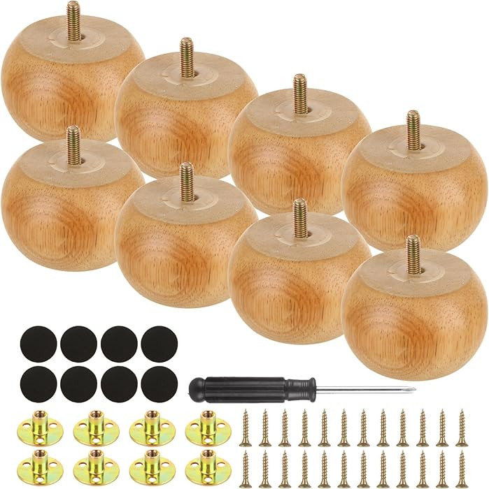 Acrux7 2 Inch Wood Bun Feet for Furniture Set of 8 Solid Wooden Sofa Legs, Small Round Bun Feet R... | Amazon (US)