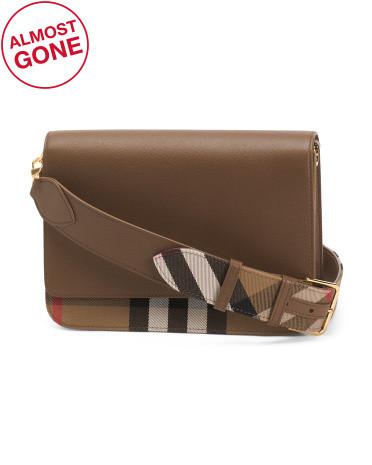 Made In Italy Leather And Mackford House Check Flap Crossbody | TJ Maxx