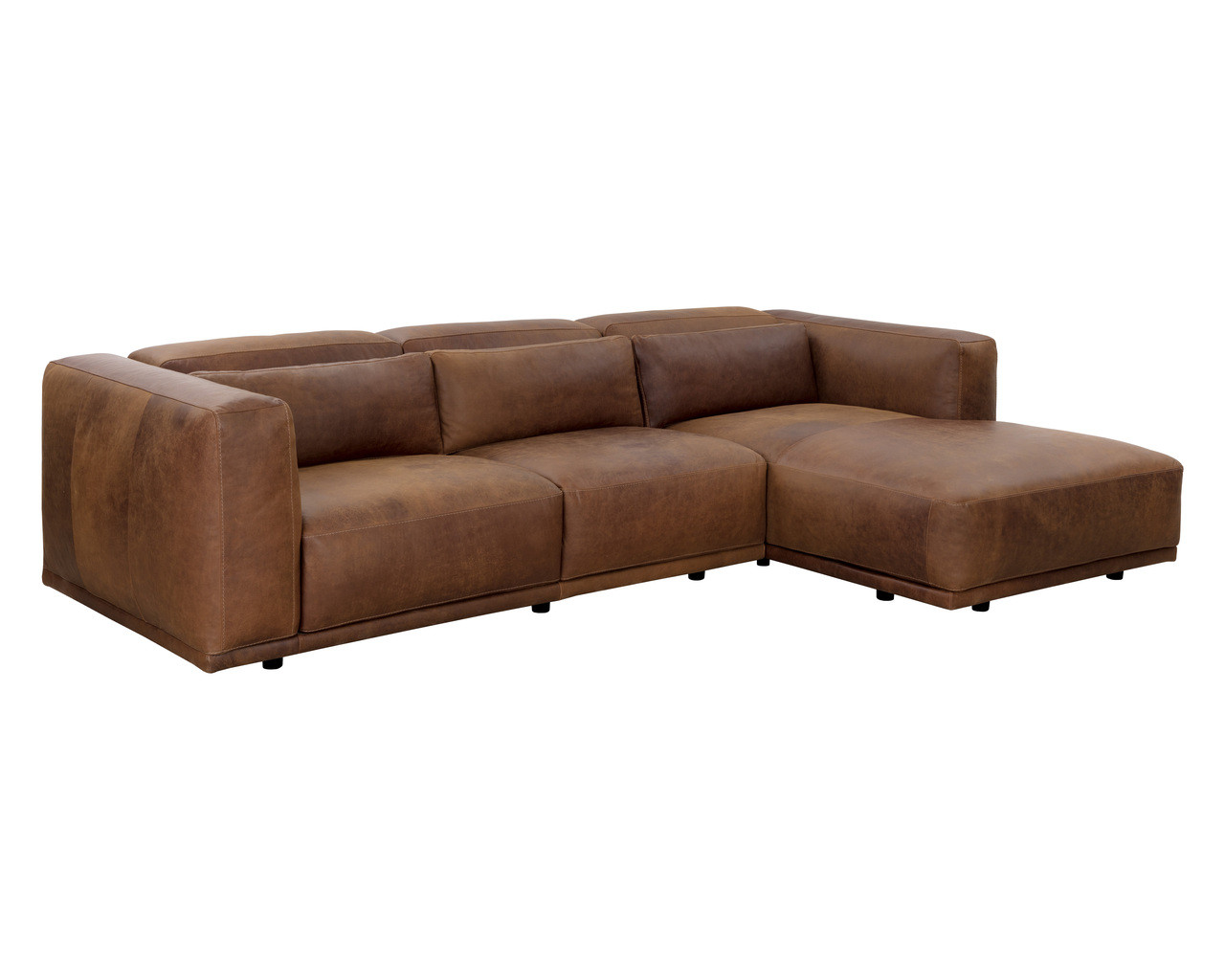 Beau RAF Sofa Chaise In Aged Cognac Leather | 1stopbedrooms