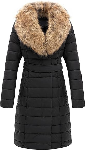 Bellivera Women's Puffer Jacket Faux Leather Bubble Padding Sherpa-Lined Coat with Removable Fur ... | Amazon (US)