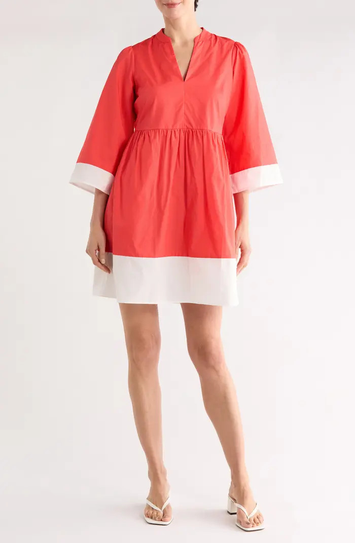 Border Trim Cotton Fit & Flare Dress | Nordstrom Rack