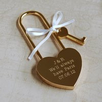 Personalised Love Padlock, Engagement Lock, Heart Paris Engraved Amsterdam Gold Lock | Etsy (US)