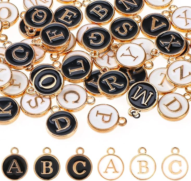 104 PCS Letter Charms for Jewelry Making Bracelets Double Sided Alphabet Charms Initial Charms Me... | Amazon (US)