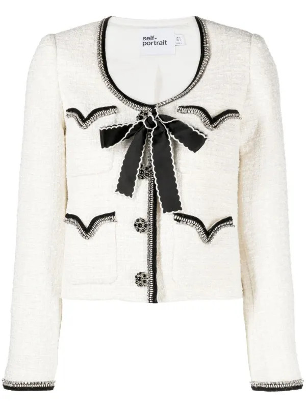 Self-Portrait Chamarra Con Cierre De Botón y Detalle De Moño - Farfetch | Farfetch Global