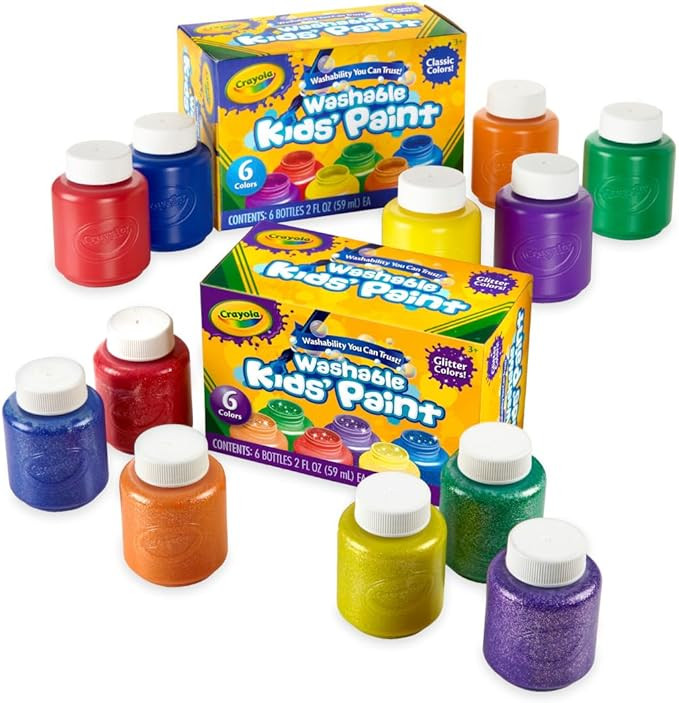 Crayola Washable Kids Paint Set (12ct), Classic and Glitter Paint for Kids, Arts & Crafts Supplie... | Amazon (US)